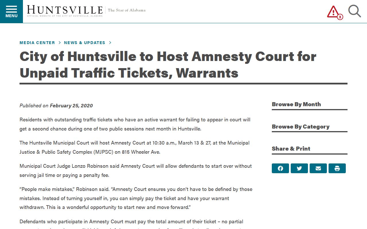 Historical Huntsville amnesty court for Madison County traffic warrants