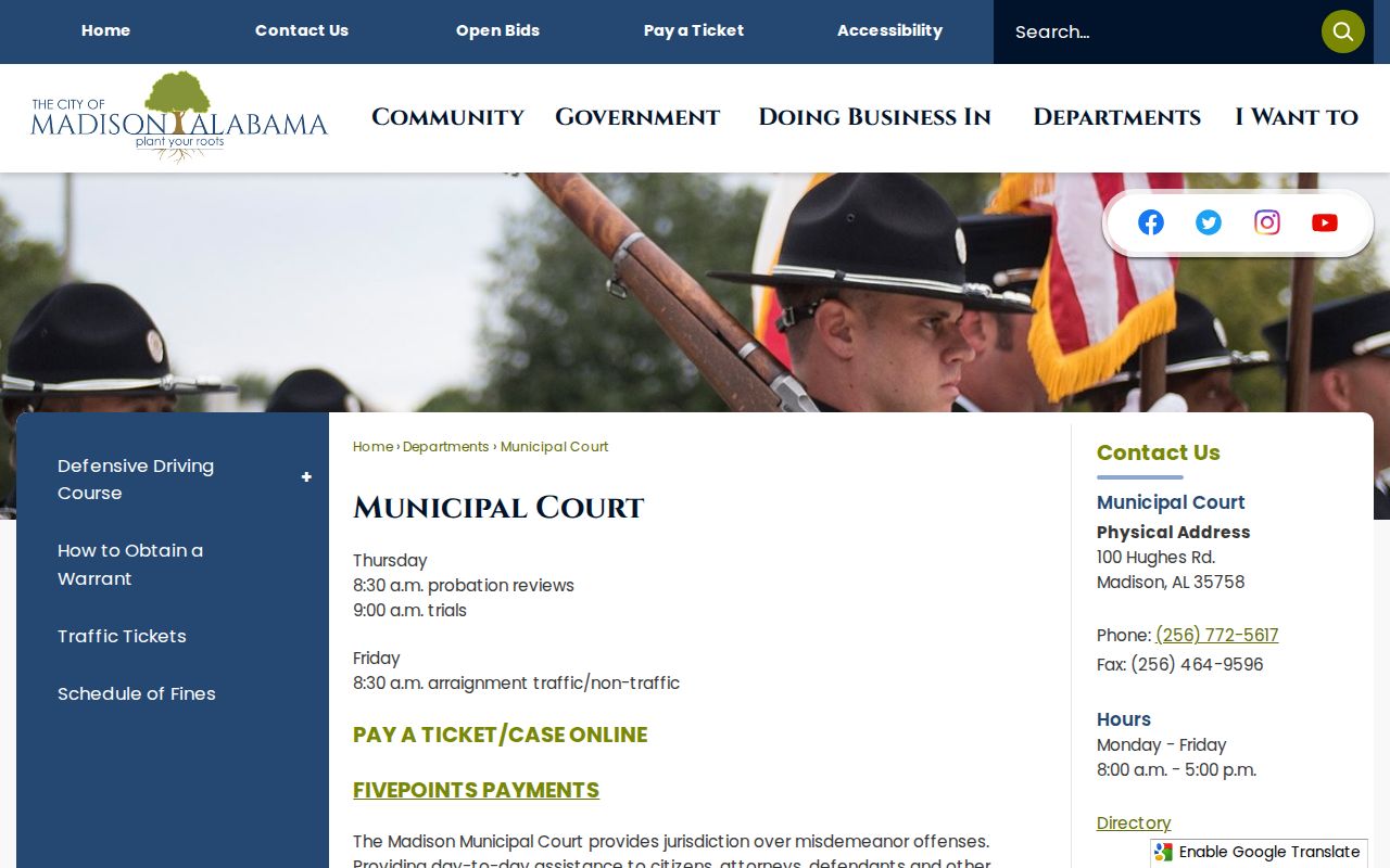 Madison County bench warrant contact information for Madison Municipal Court