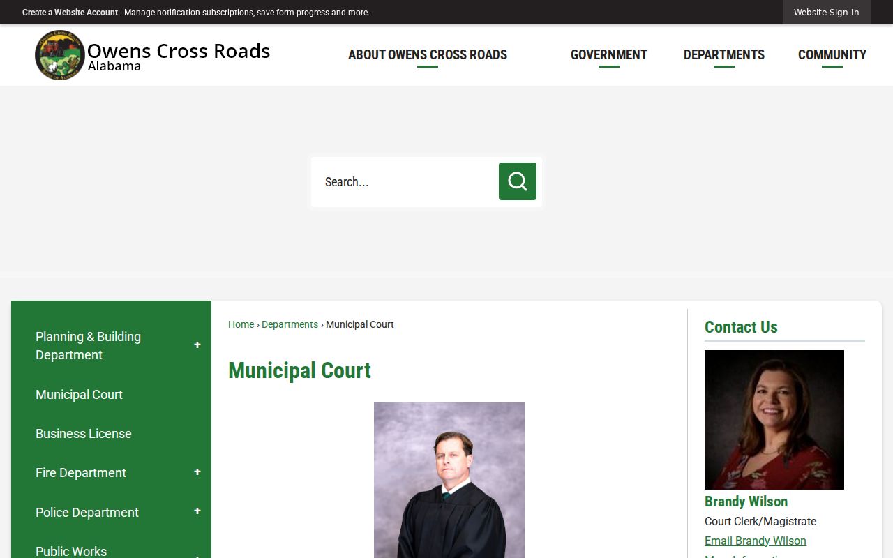 Owens Cross Roads municipal warrant payment and court details